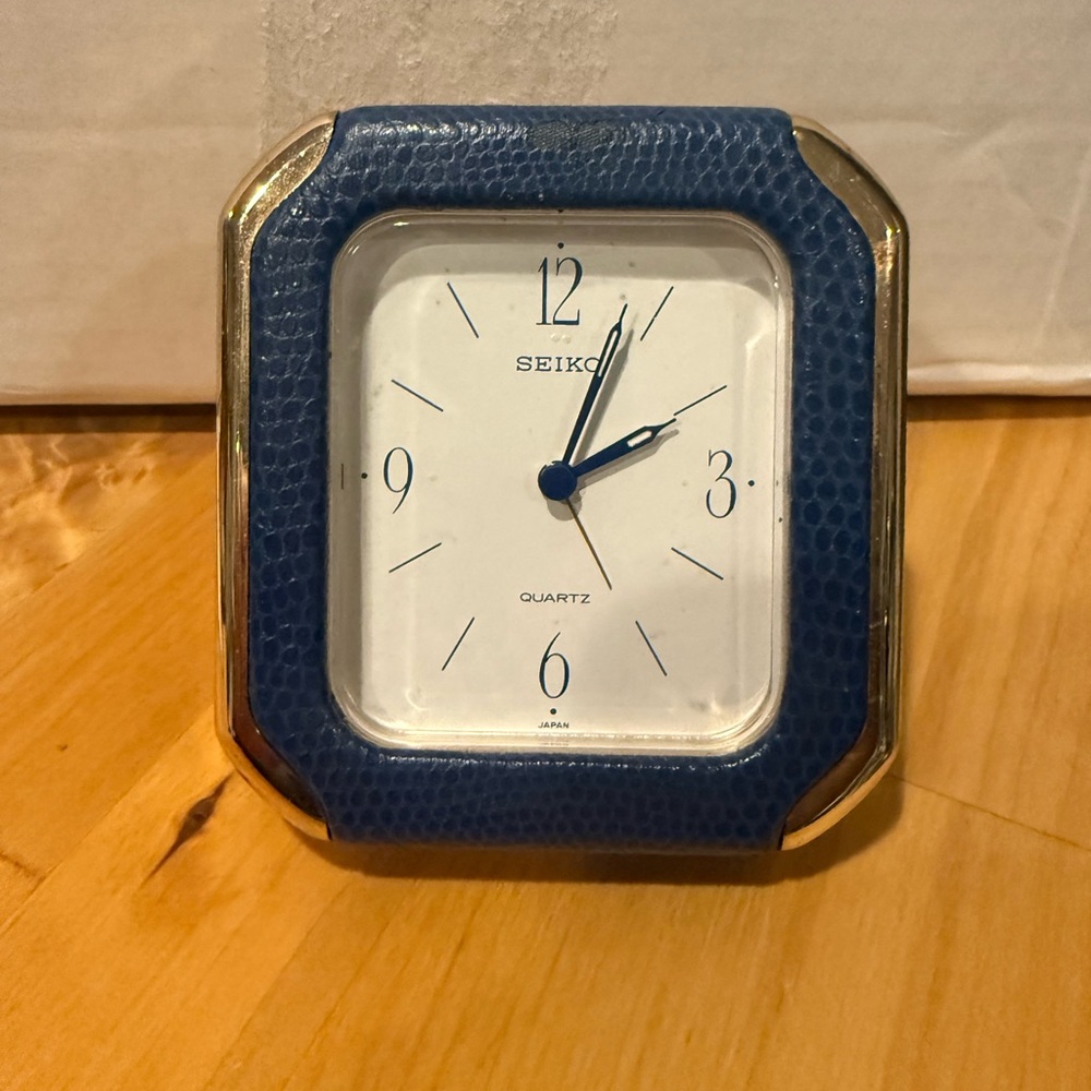 Seiko Blue and Gold Accent Wall Clock